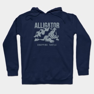 Alligator snapping turtle, reptiles lovers in grey ink Hoodie